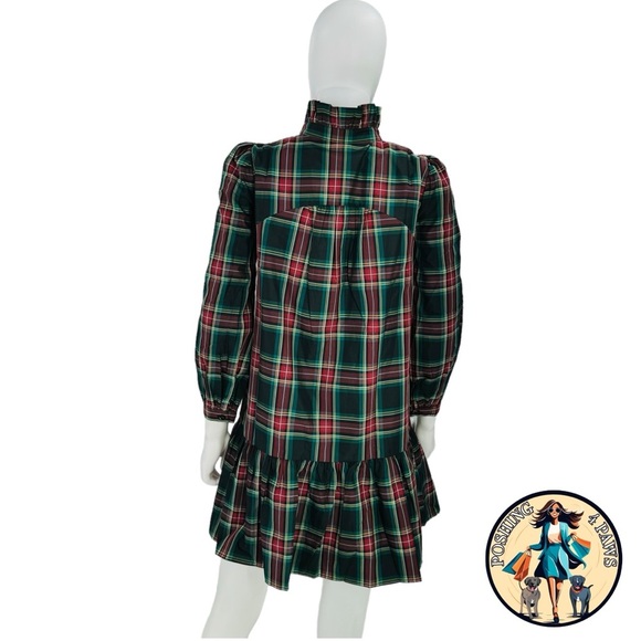 Tuckernuck Palmerston Tartan Plaid Drop Waist Long Sleeve Mini Dress Size Medium - Picture 12 of 15